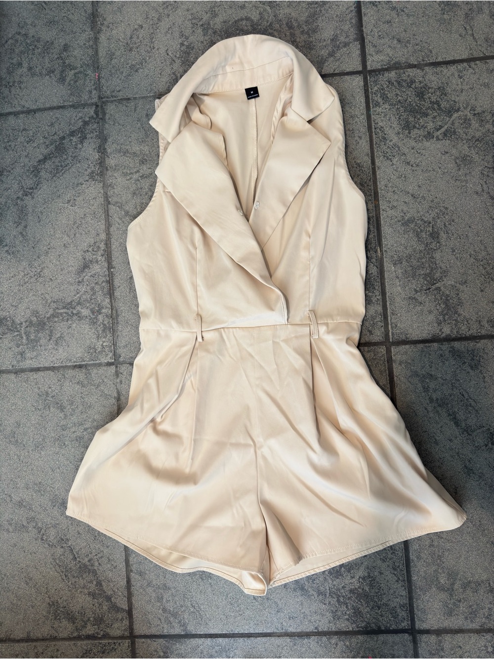 Sleeveless Cream Tailored Romper